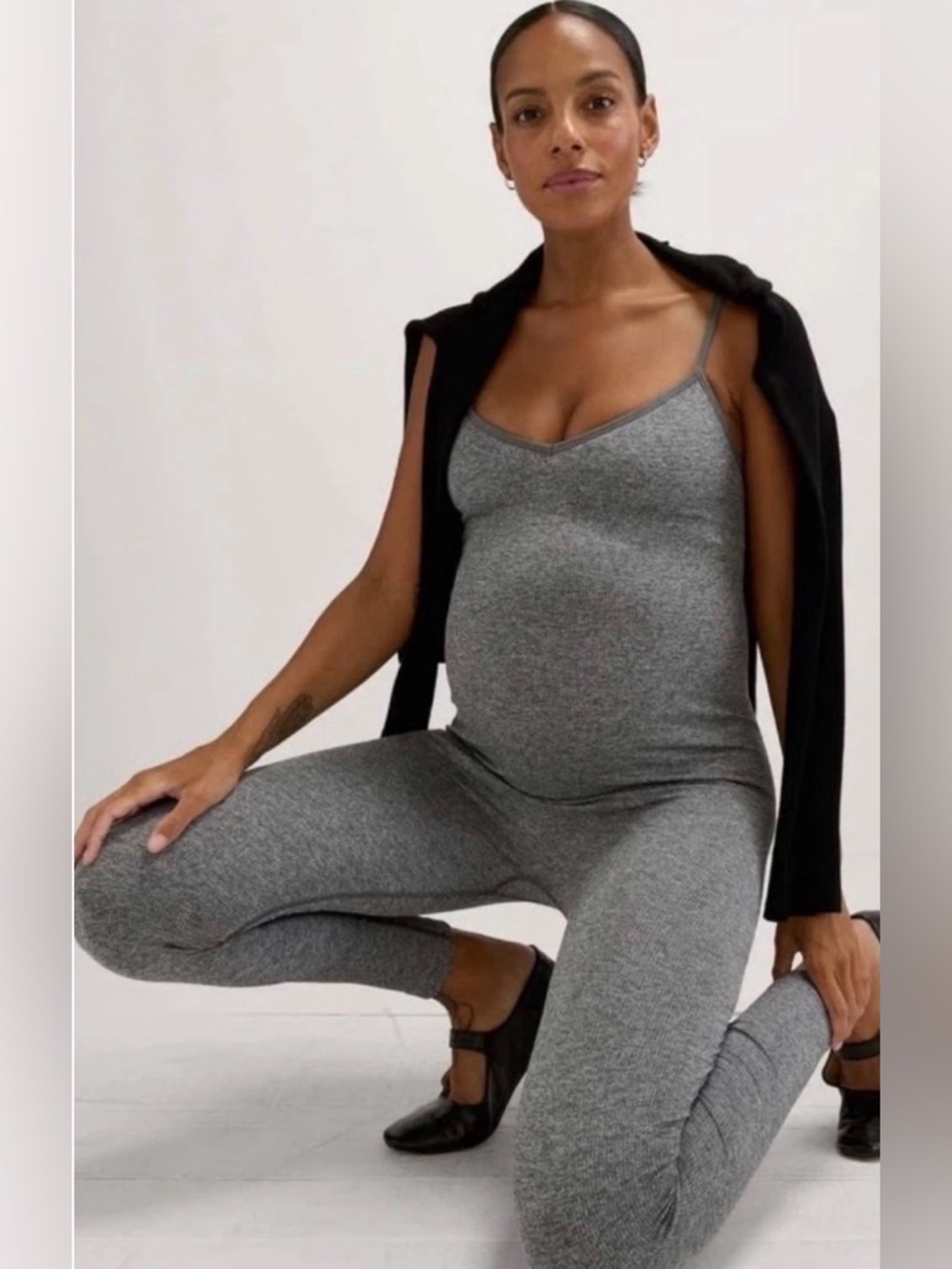 Hatch The Body Rib Unitard Maternity In Grey,Size M,Stretch - Picture 5 of 6